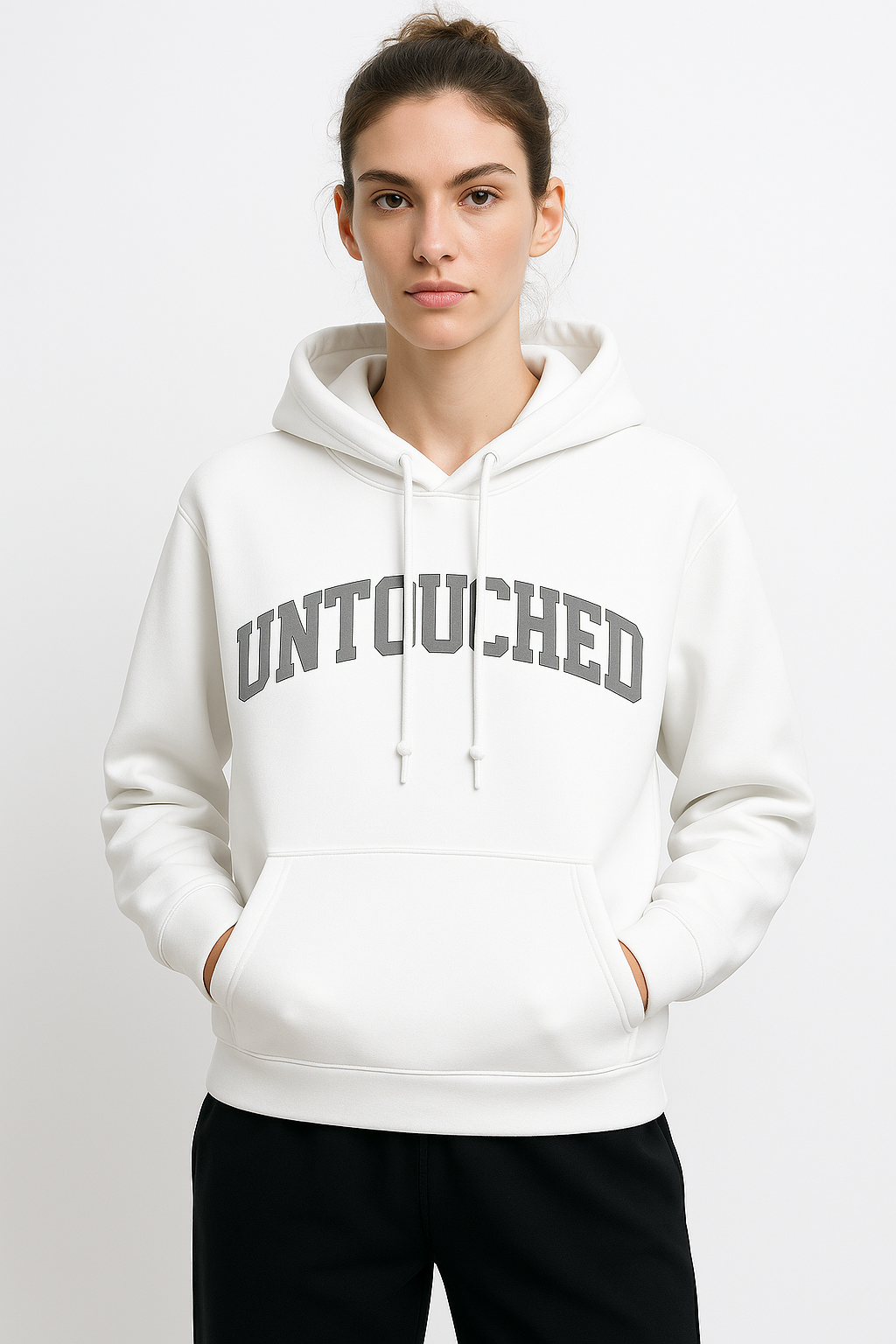 UNTOUCHED Hoodie – White Edition 430 GSM | Italian Embroidered Heavy Hoodie