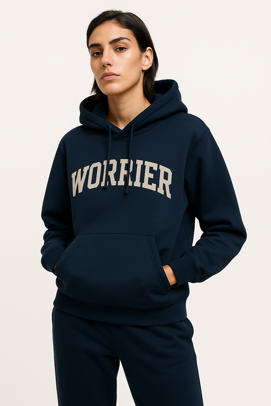 WORRIER Hoodie – Deep Navy Edition | Italian-Made 430 GSM Embroidered Hoodie