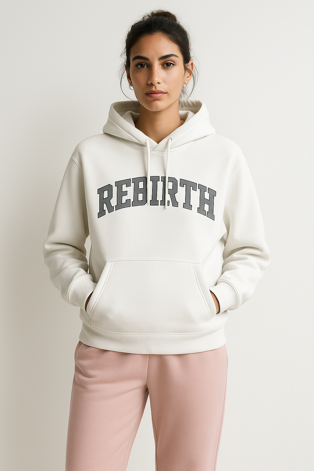 REBIRTH Hoodie – Classic White 430 GSM Italian Hoodie
