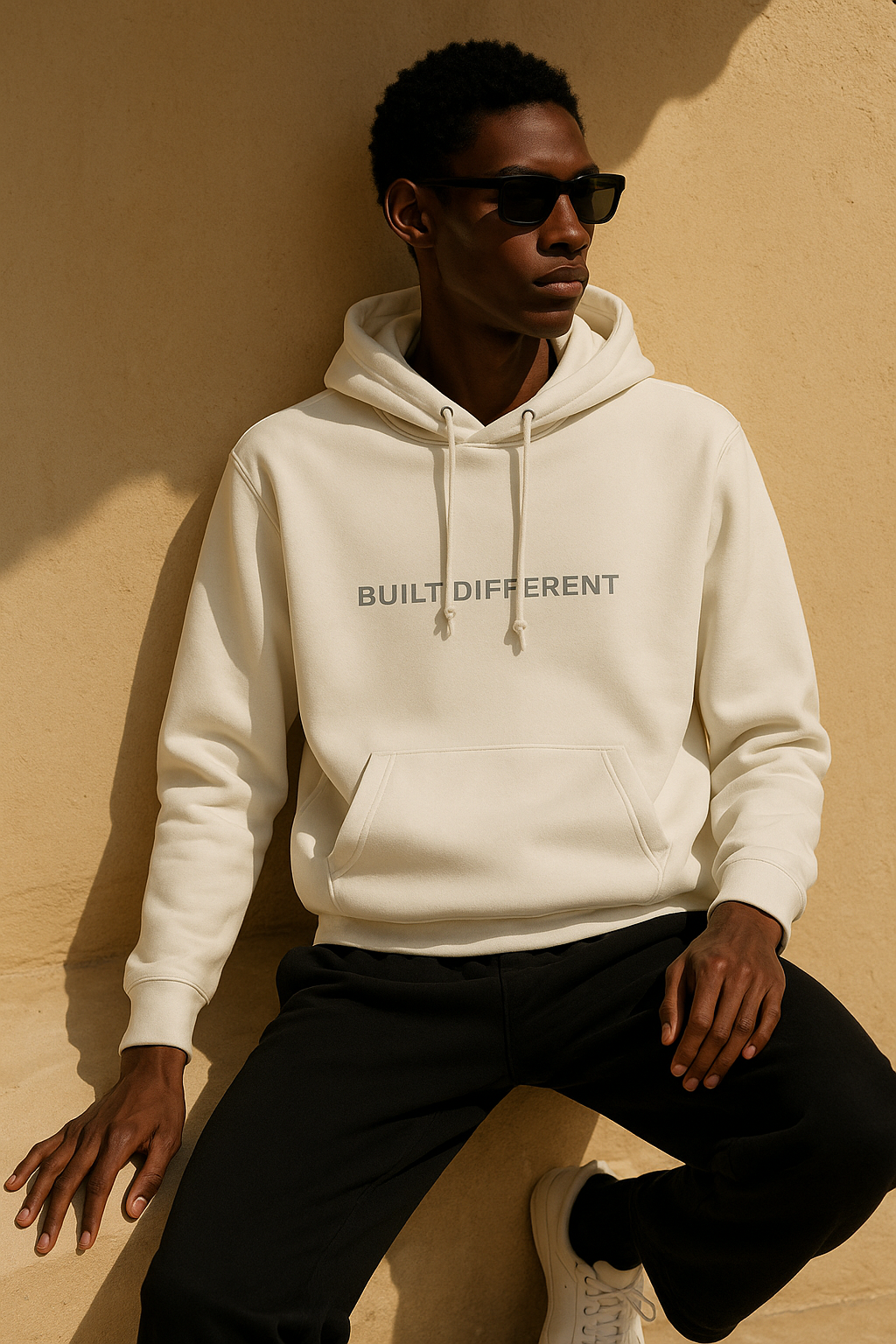 BUILT DIFFERENT Hoodie | Made in Italy | Premium Off-White Motivational Hoodie for Men