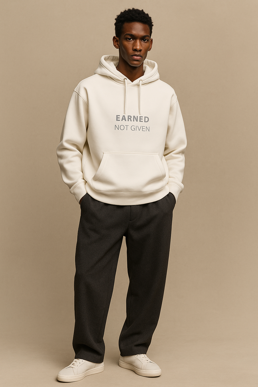 EARNED NOT GIVEN Hoodie | Made in Italy | Premium White Hoodie for Hustlers & Dreamers