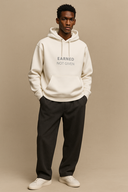 EARNED NOT GIVEN Hoodie | Made in Italy | Premium White Hoodie for Hustlers & Dreamers