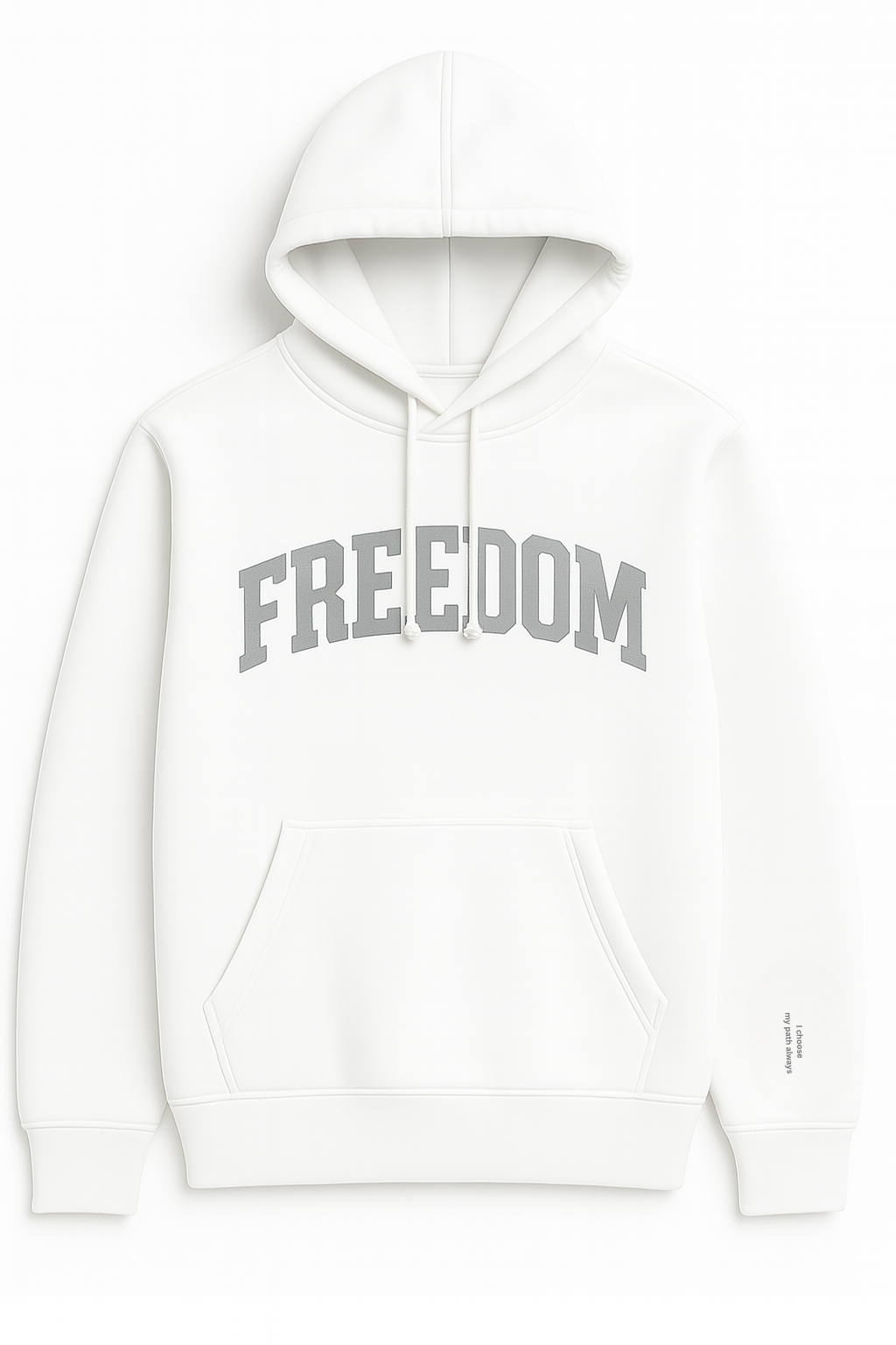 Premium FREEDOM White Embroidered Hoodie – 430 GSM Cotton Fleece | Made in Italy