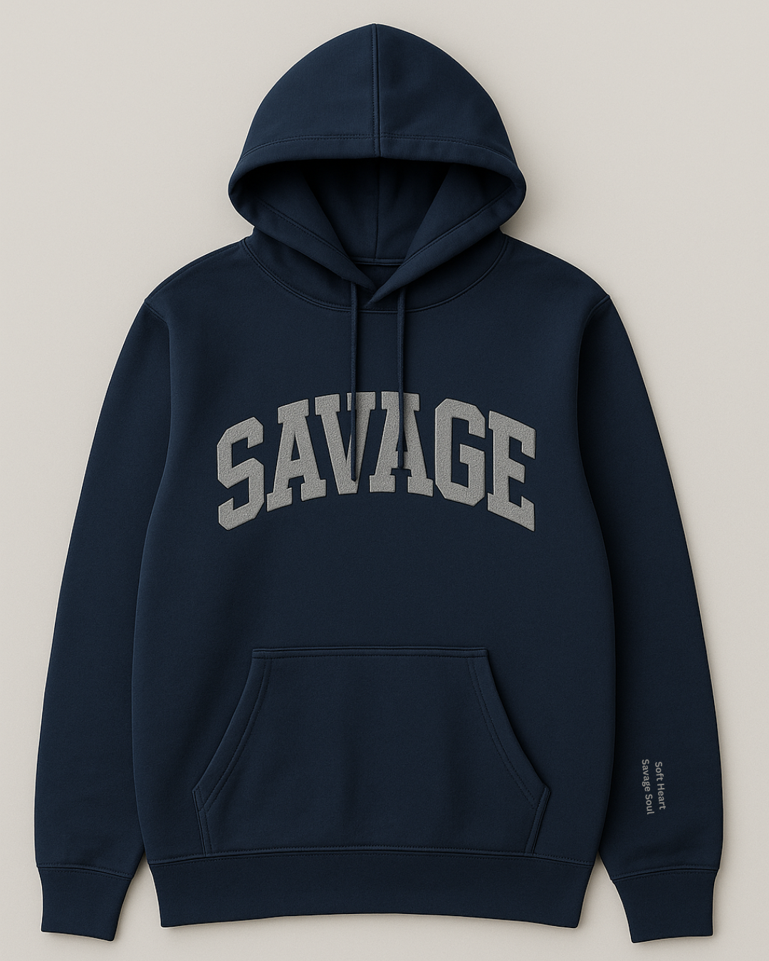 SAVAGE Hoodie – Navy Blue Embroidered Hoodie | 430 GSM | Made in Italy